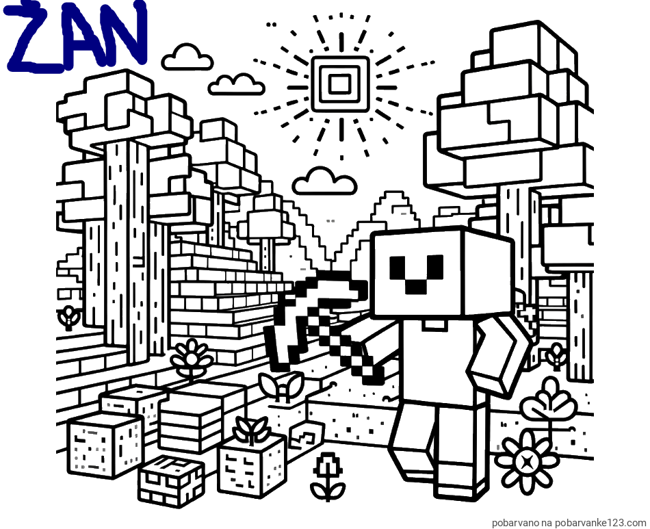 POBARVANA POBARVANKA - Pobarvanka Minecraft sveta