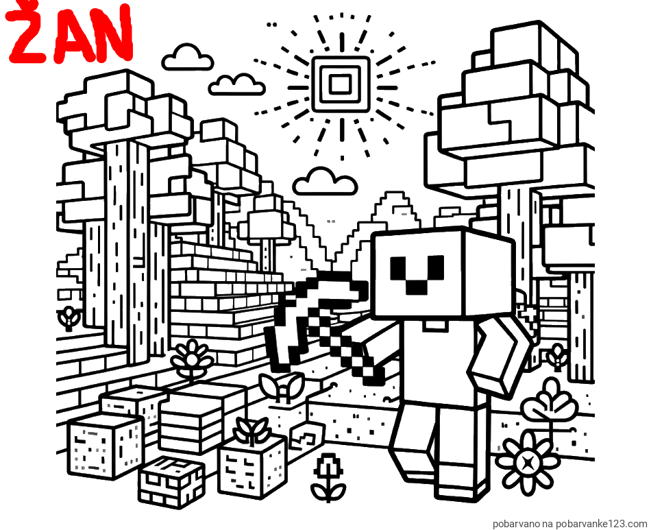 POBARVANA POBARVANKA - Pobarvanka Minecraft sveta
