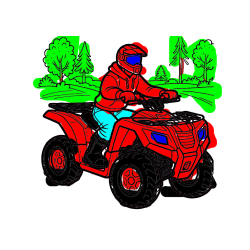 Pobarvana pobarvanka - Pobarvanka motorista na štirikolesniku