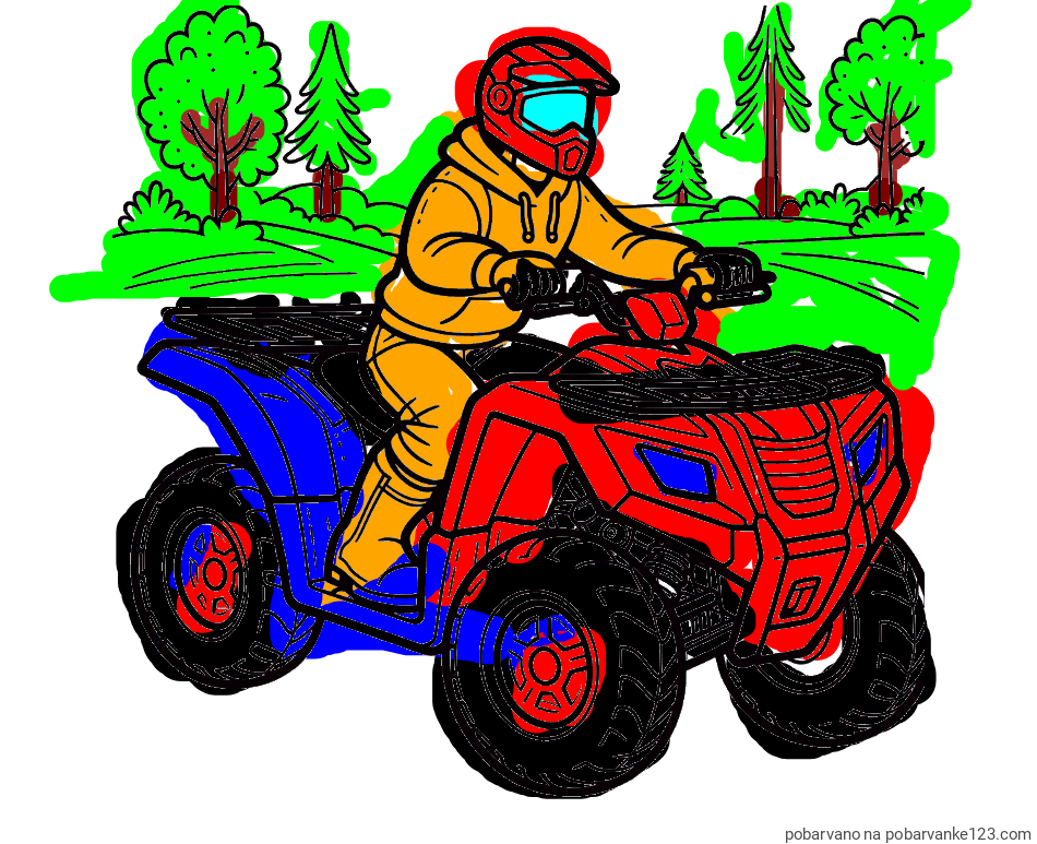 POBARVANA POBARVANKA - Pobarvanka motorista na štirikolesniku