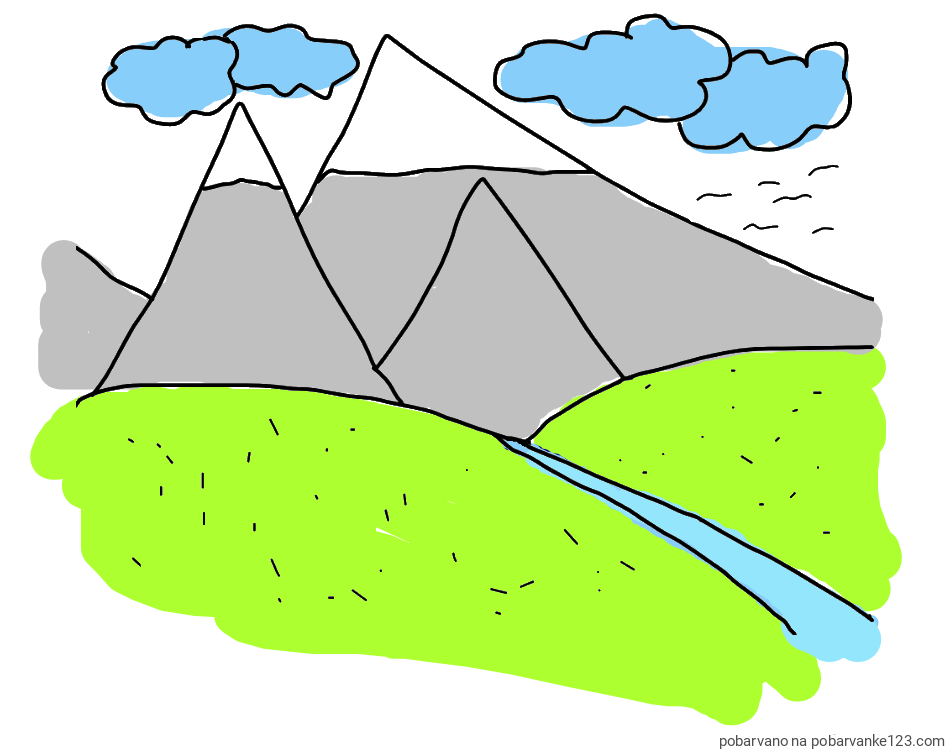 POBARVANA POBARVANKA - Pobarvanka narave - gora, pokrajine, oblakov 🌳