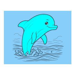 Pobarvana pobarvanka - Pobarvanka nasmejanega delfina v  skoku