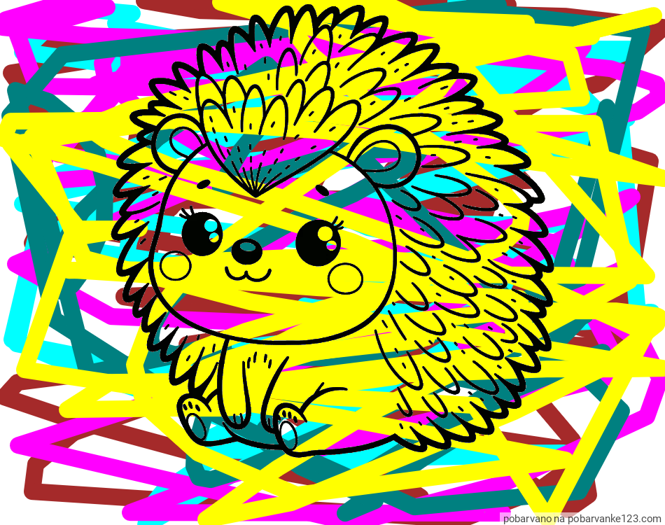 POBARVANA POBARVANKA - Pobarvanka nasmejanega ježka