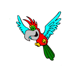 Pobarvana pobarvanka - Pobarvanka papagaja v letu