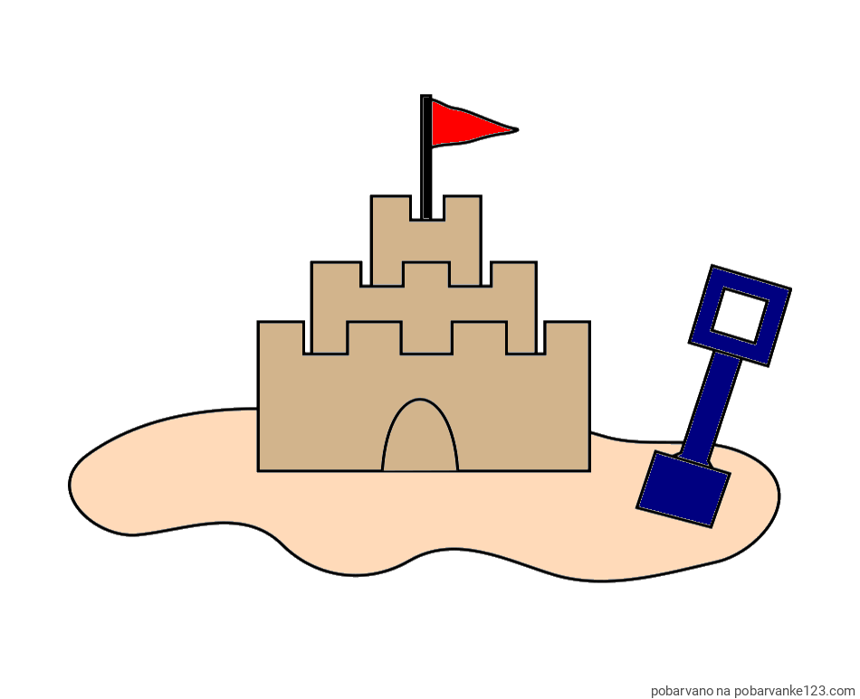 POBARVANA POBARVANKA - Pobarvanka peščenega gradu z lopatico