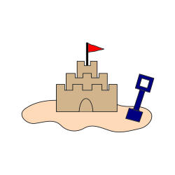 Pobarvana pobarvanka - Pobarvanka peščenega gradu z lopatico