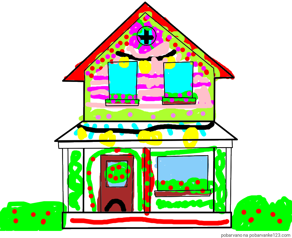 POBARVANA POBARVANKA - Pobarvanka preproste hiše