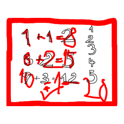 Pobarvana pobarvanka - Pobarvanka preprostih izračunov (seštevanje) in števil do pet