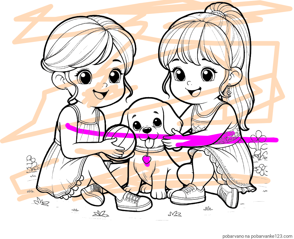 POBARVANA POBARVANKA - Pobarvanka prijateljic s kužkom