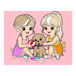 POBARVANA POBARVANKA - Pobarvanka prijateljic s kužkom