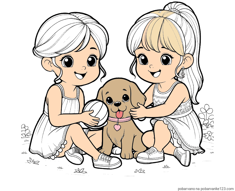 POBARVANA POBARVANKA - Pobarvanka prijateljic s kužkom