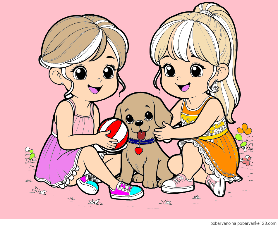 POBARVANA POBARVANKA - Pobarvanka prijateljic s kužkom