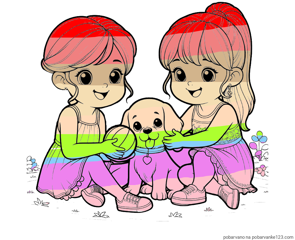 POBARVANA POBARVANKA - Pobarvanka prijateljic s kužkom