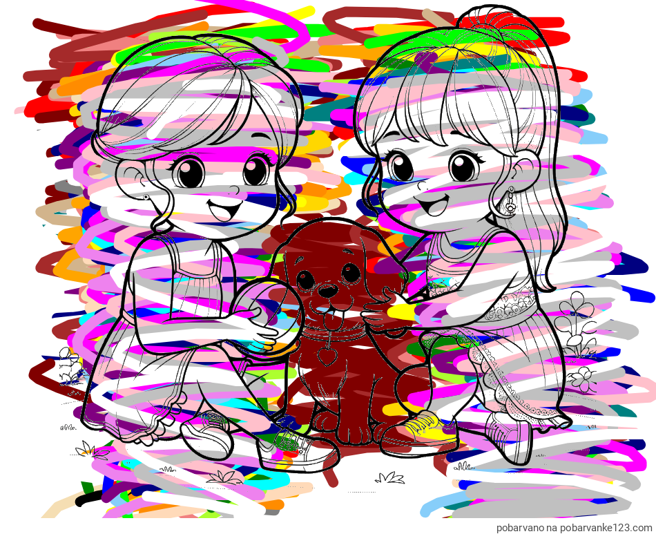 POBARVANA POBARVANKA - Pobarvanka prijateljic s kužkom