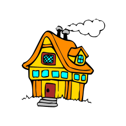 Pobarvana pobarvanka - Pobarvanka prikupne hiške