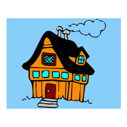 Pobarvana pobarvanka - Pobarvanka prikupne hiške