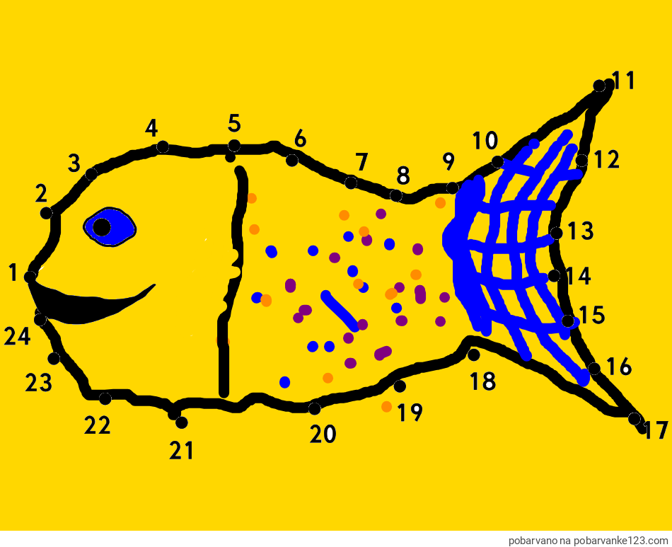 POBARVANA POBARVANKA - Pobarvanka ribe - poveži številke