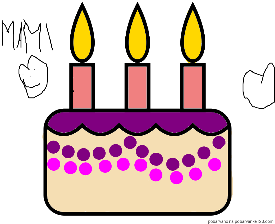 POBARVANA POBARVANKA - Pobarvanka rojstnodnevne torte za 3. rojstni dan