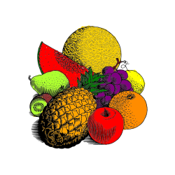 POBARVANA POBARVANKA - Pobarvanka sadja (ananas, melona, jabolka, kivi, grozdje, pomaranča...)