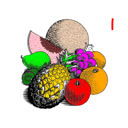 POBARVANA POBARVANKA - Pobarvanka sadja (ananas, melona, jabolka, kivi, grozdje, pomaranča...)