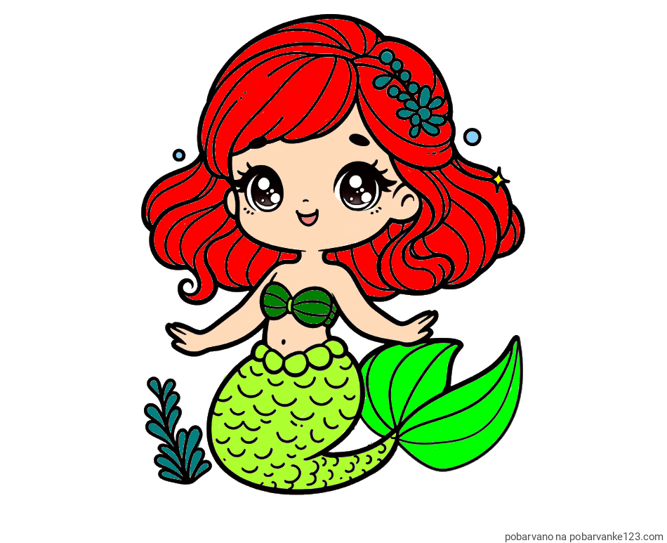 POBARVANA POBARVANKA - Pobarvanka simpatične morske deklice
