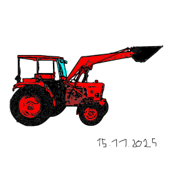 Pobarvana pobarvanka - Pobarvanka starega traktorja