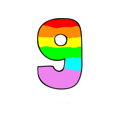 Pobarvana pobarvanka - Pobarvanka številke devet (9)