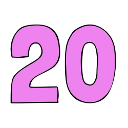 Pobarvana pobarvanka - Pobarvanka številke dvajset (20)