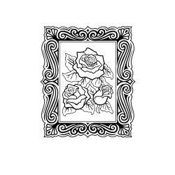 Pobarvana pobarvanka - Pobarvanka  uokvirjene slike vrtnic