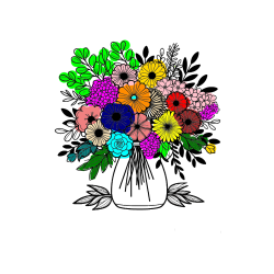 Pobarvana pobarvanka - Pobarvanka veliekga šopka rož