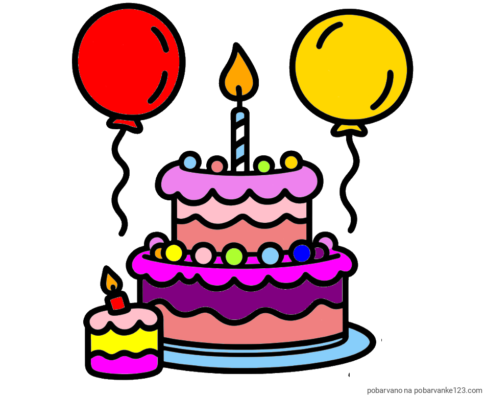 POBARVANA POBARVANKA - Pobarvanka velike rojstnodnevne torte