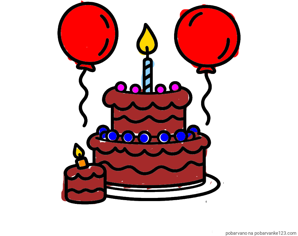 POBARVANA POBARVANKA - Pobarvanka velike rojstnodnevne torte