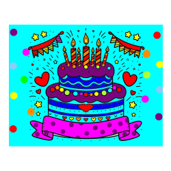 POBARVANA POBARVANKA - Pobarvanka velike torte za rojstni dan