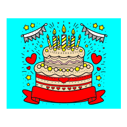 POBARVANA POBARVANKA - Pobarvanka velike torte za rojstni dan