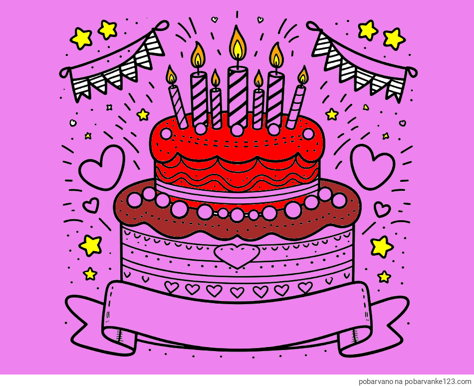 POBARVANA POBARVANKA - Pobarvanka velike torte za rojstni dan