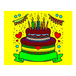 POBARVANA POBARVANKA - Pobarvanka velike torte za rojstni dan