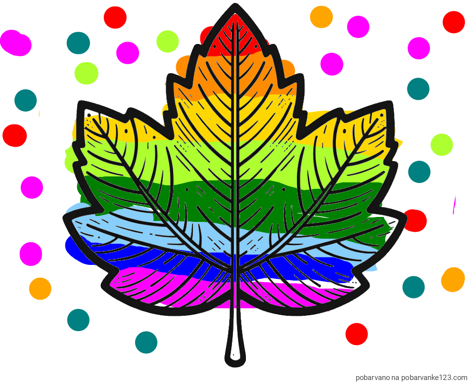 POBARVANA POBARVANKA - Pobarvanka velikega jesenskega lista