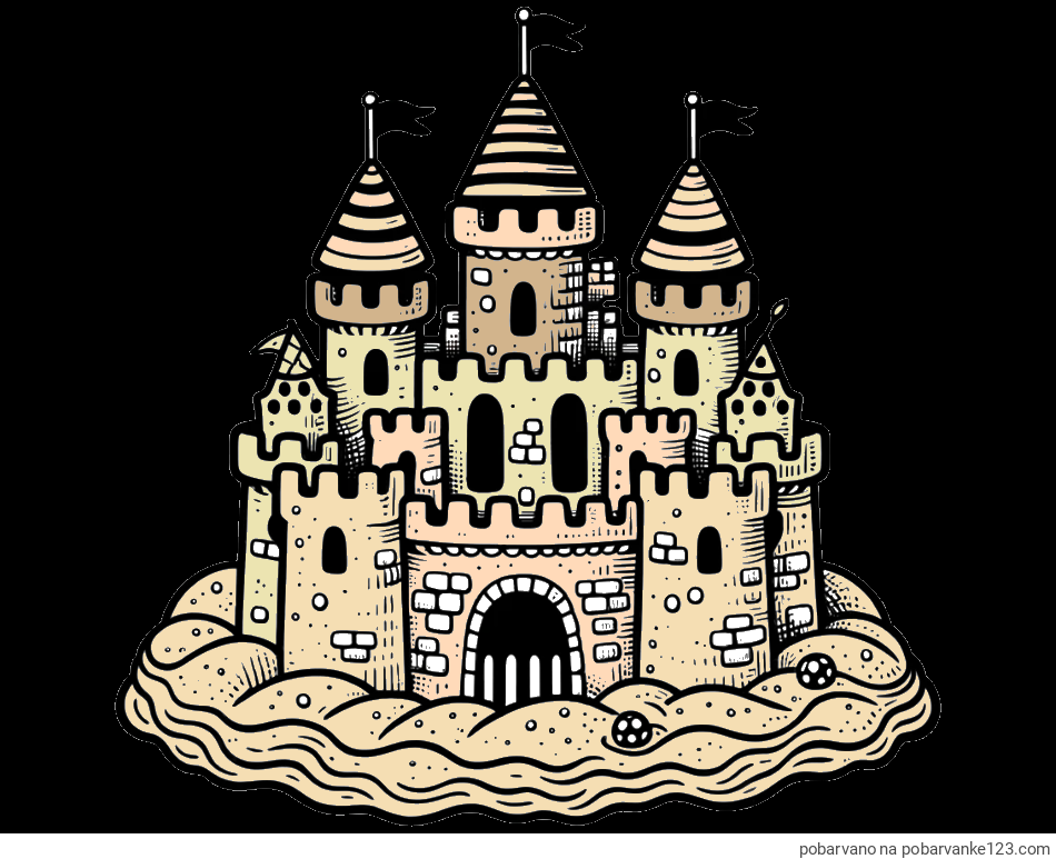 POBARVANA POBARVANKA - Pobarvanka velikega peščenega gradu
