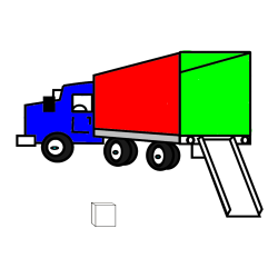 Pobarvana pobarvanka - Pobarvanka velikega tovornjaka pri nakladanju