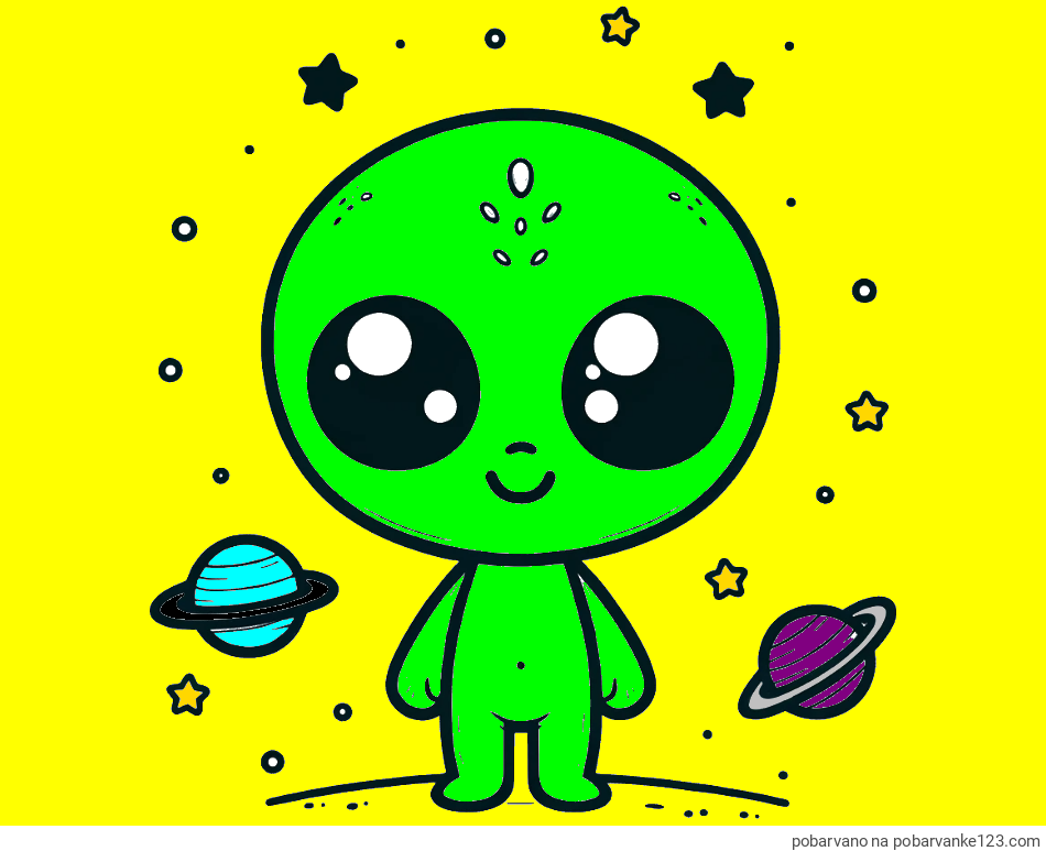 POBARVANA POBARVANKA - Pobarvanka vesoljec