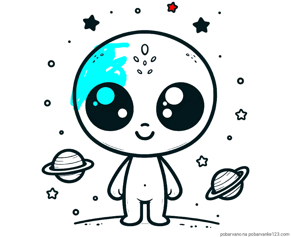 POBARVANA POBARVANKA - Pobarvanka vesoljec