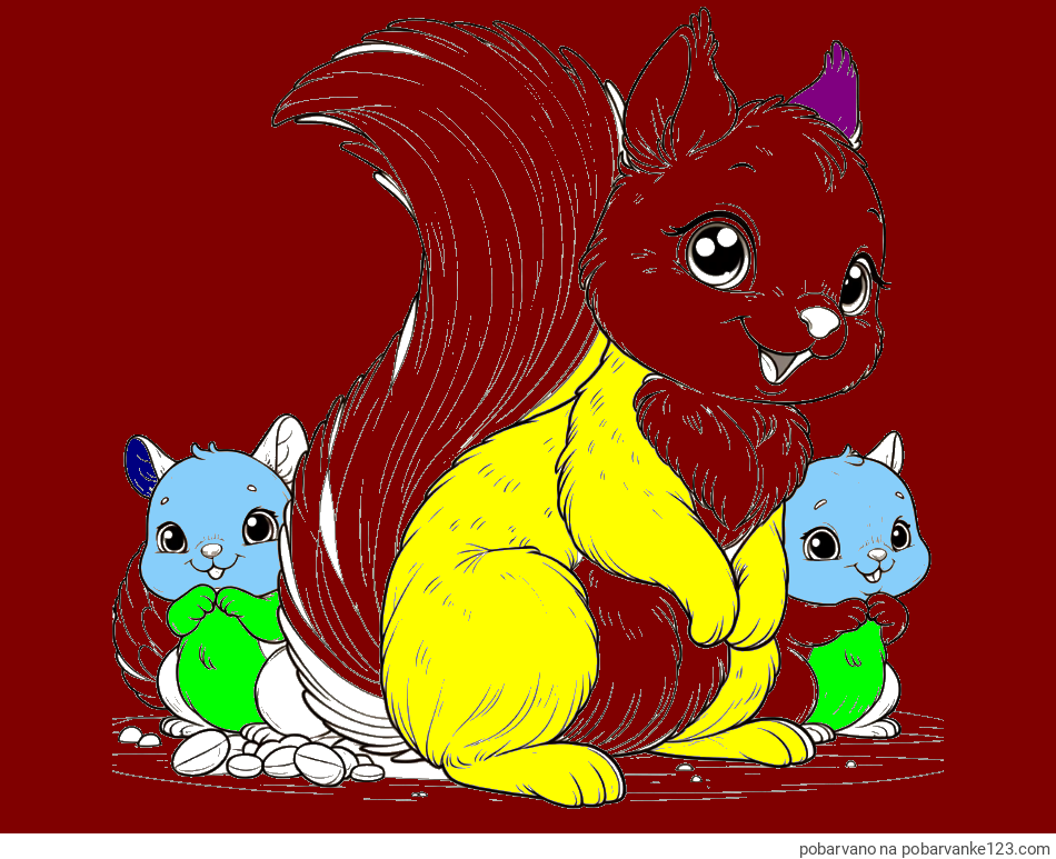POBARVANA POBARVANKA - Pobarvanka veveričje družine