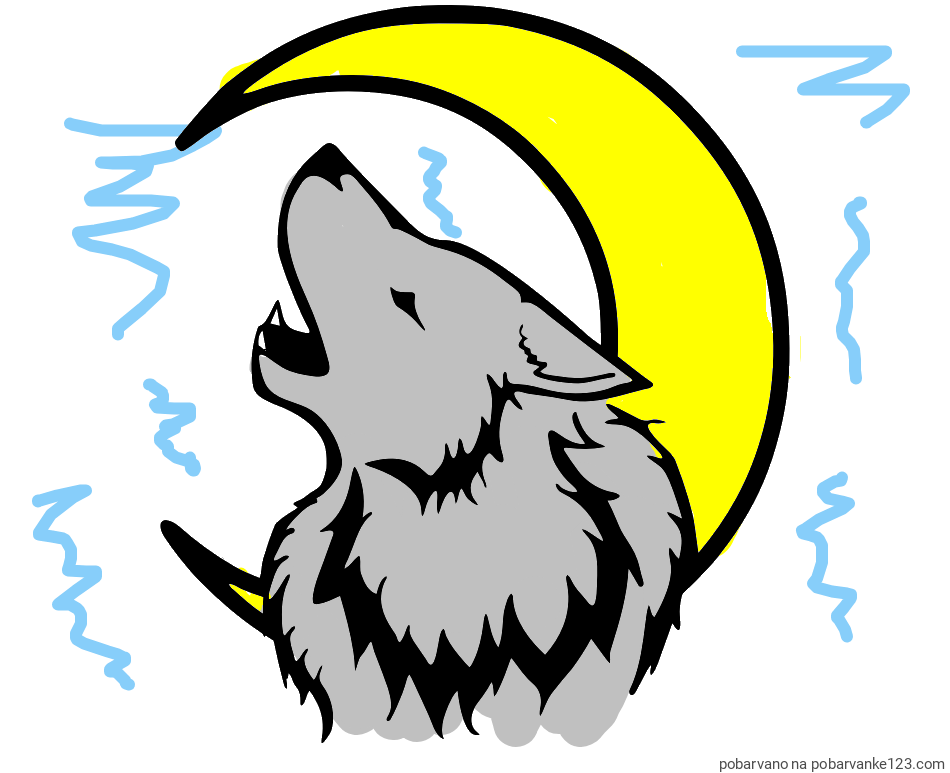 POBARVANA POBARVANKA - Pobarvanka volk in lune