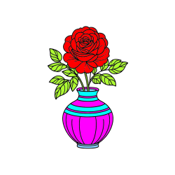 Pobarvana pobarvanka - Pobarvanka vrtnice v vazi