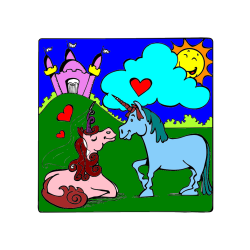 POBARVANA POBARVANKA - Pobarvanka zaljubljenih samorogov