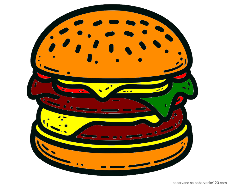 POBARVANA POBARVANKA - Preprosta pobarvanka hamburgerja