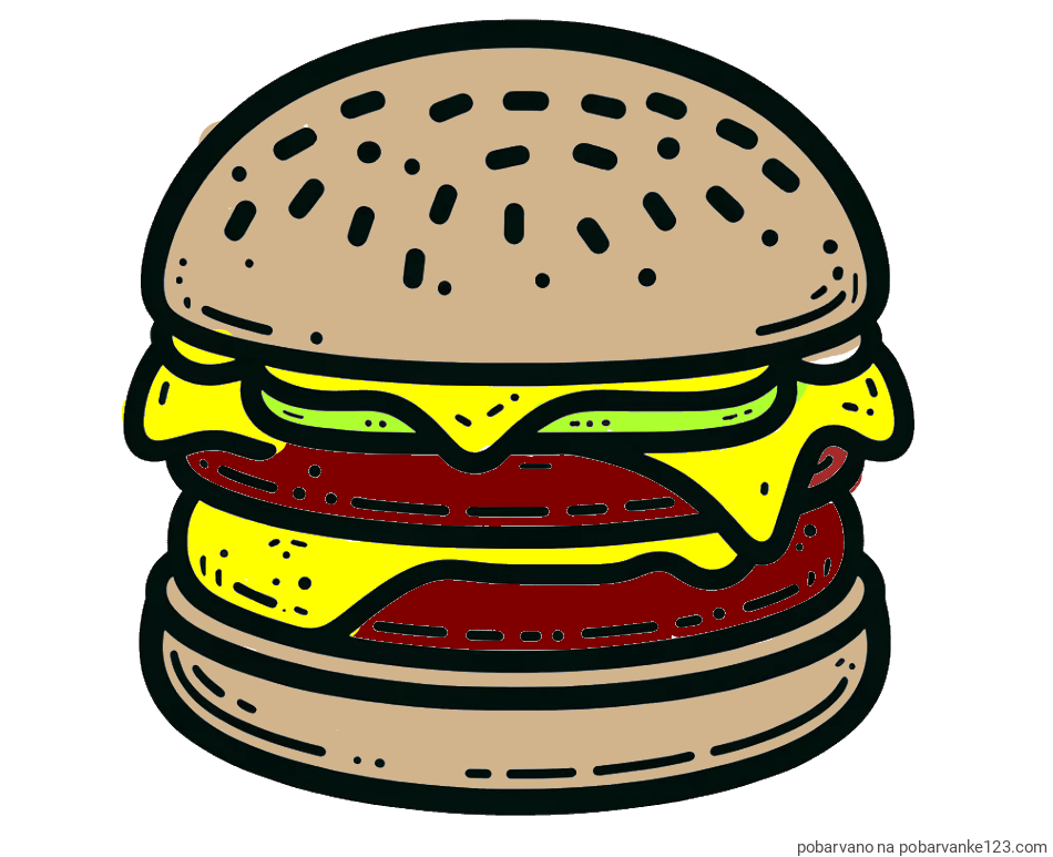 POBARVANA POBARVANKA - Preprosta pobarvanka hamburgerja