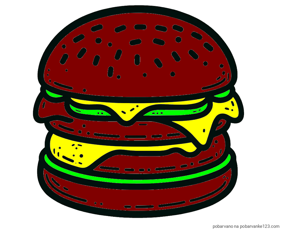 POBARVANA POBARVANKA - Preprosta pobarvanka hamburgerja
