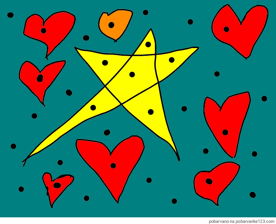 POBARVANA POBARVANKA - srčki  in    zvezdice