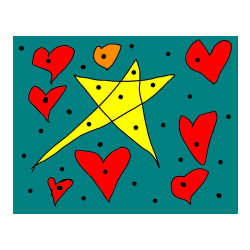 Pobarvana pobarvanka - srčki  in    zvezdice